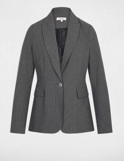 Gestreepte getailleerde blazer mediumgrijs vrouw