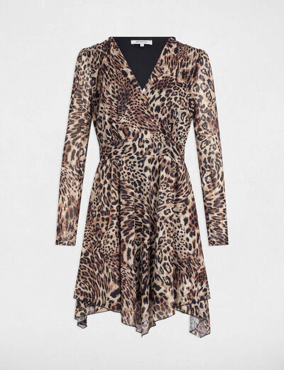 Robe courte évasée imprimée multicolore femme