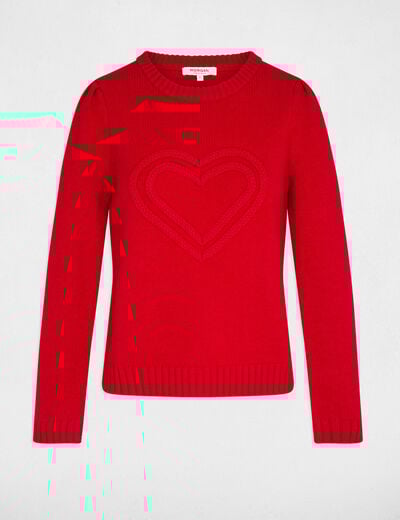 Pull &eacute;pais col rond rouge femme