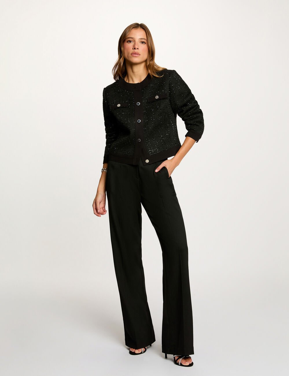 flare broek met plooien zwart vrouw Flare broek met plooien zwart vrouw