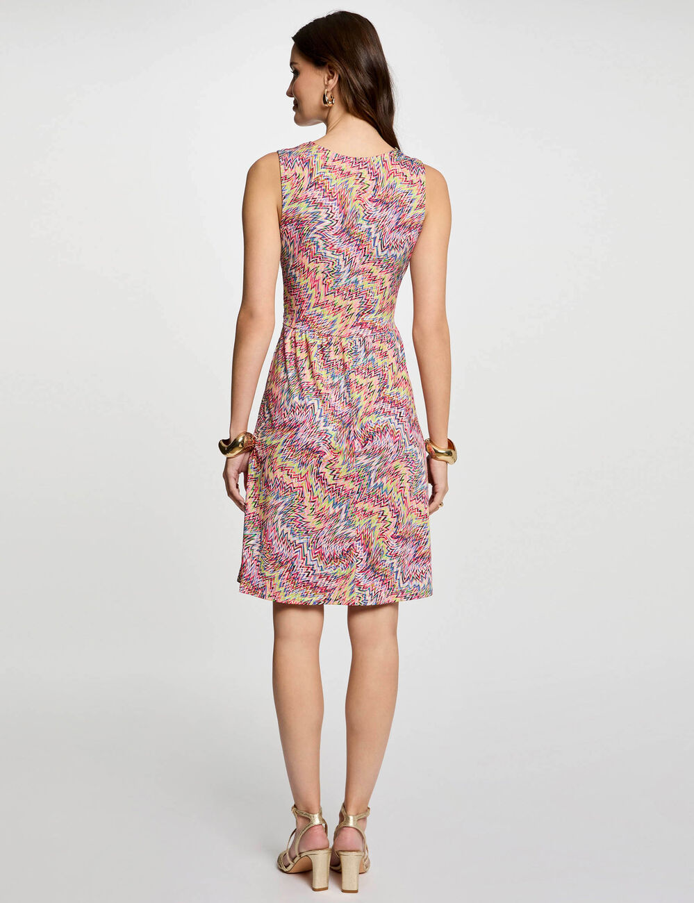 Korte rechte jurk met print meerkleurig vrouw