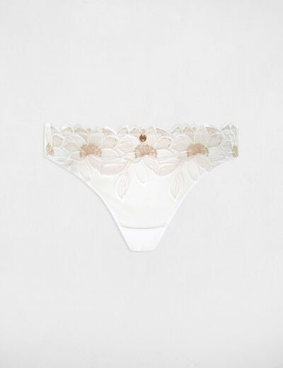 Tanga en dentelle ivoire femme