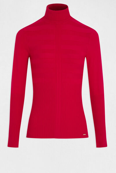 Trui met lange mouwen en rolkraag medium roze vrouw