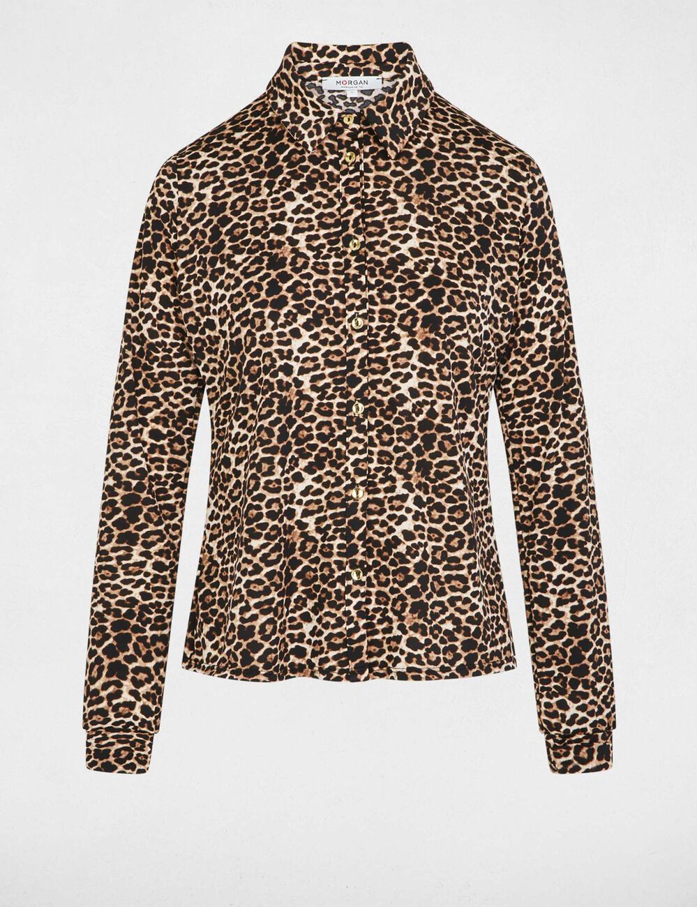 Chemise droite col à revers multicolore femme