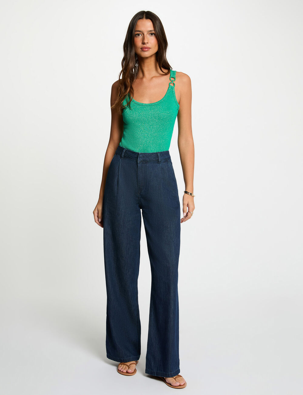 Mouwloze top emerald groen vrouw