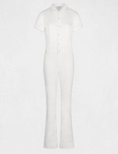 Combinaison flare boutonnée ecru femme