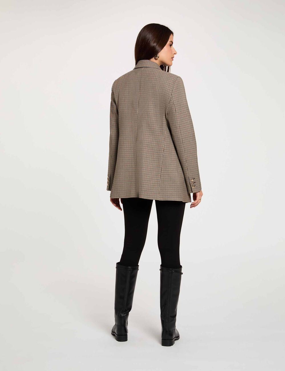 Rechte blazer met reverskraag bruin vrouw