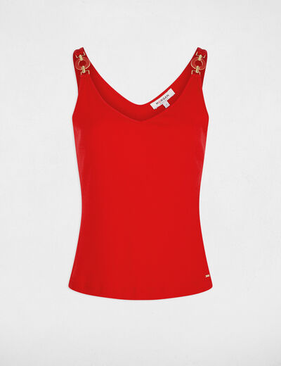 Getailleerde V-hals tanktop rood vrouw