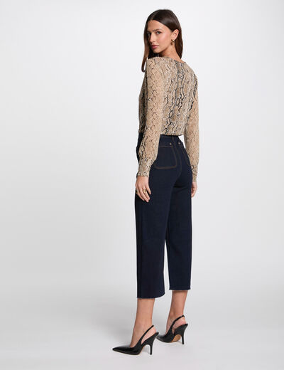 Pantalon jambe large 7/8ème denim brut femme