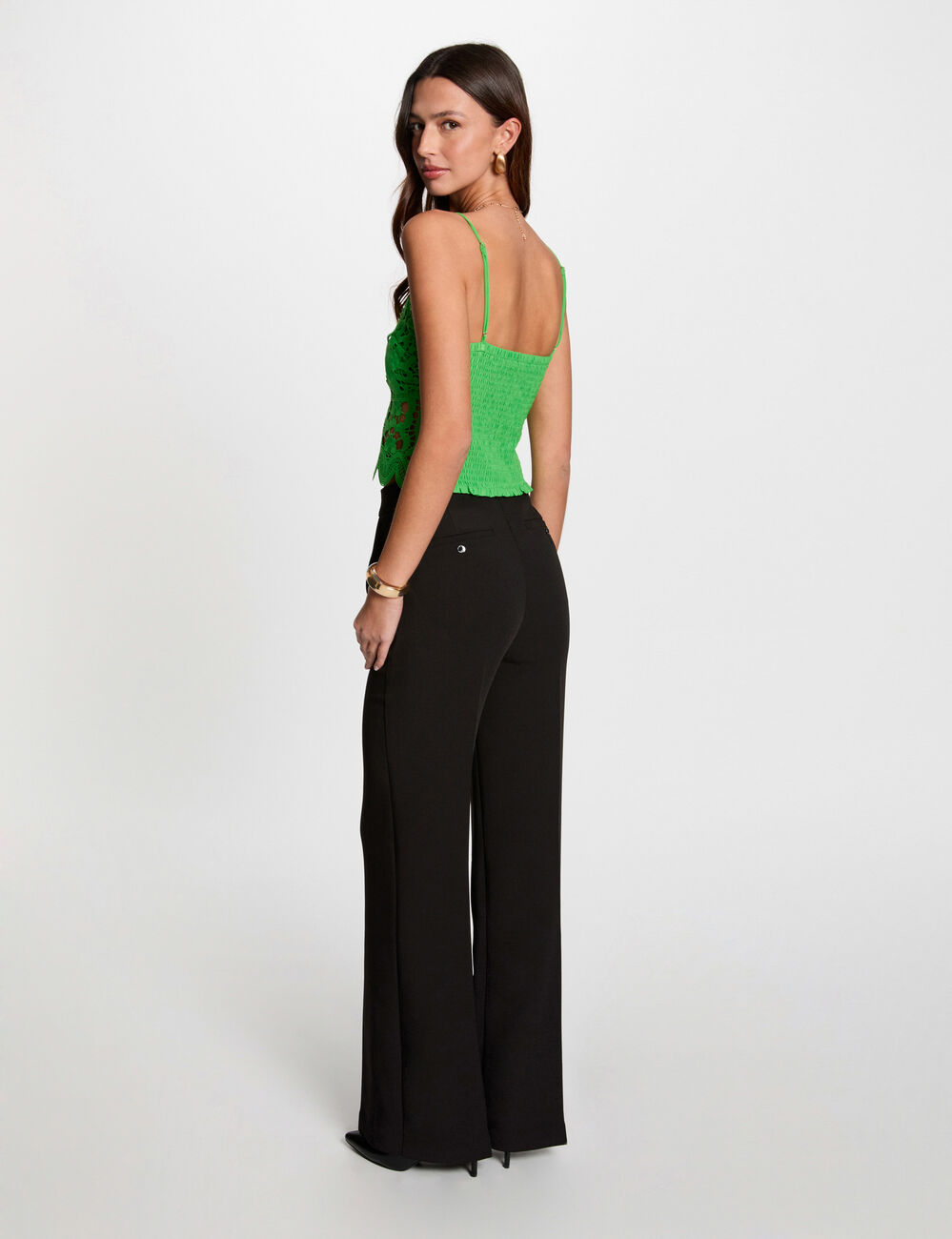 Crop top met fijne bandjes groen vrouw