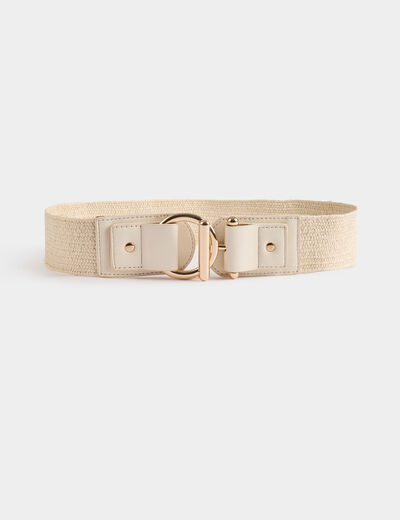 Ceinture élastiquée tressée sable femme