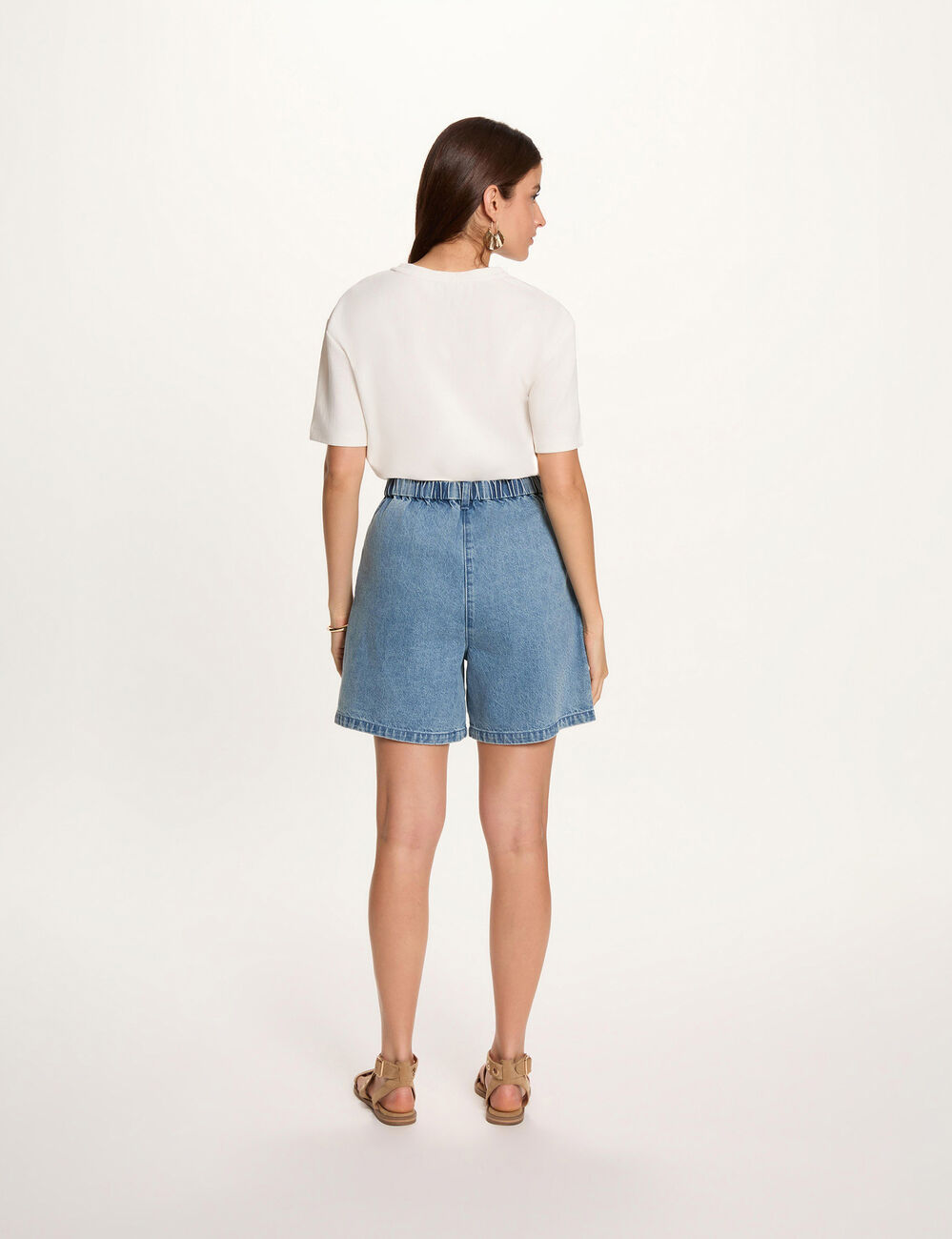T-shirt met ronde hals helder wit vrouw