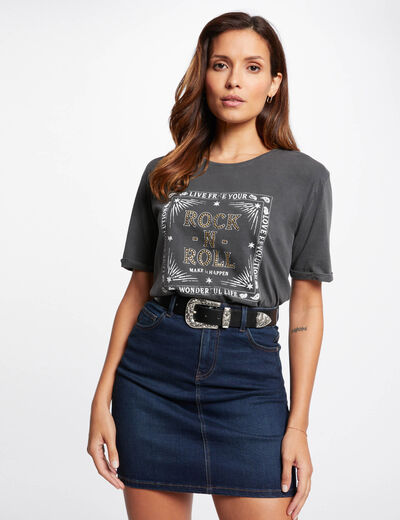 Jupe courte en jean jean brut femme