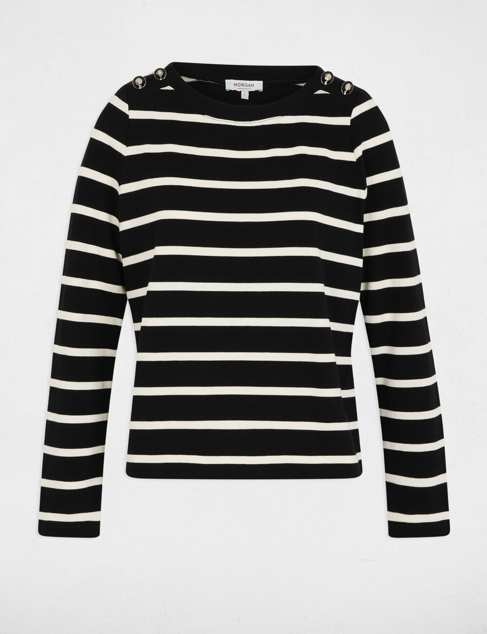T-shirt imprimé manches longues noir femme