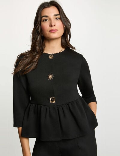 Lang vest met lange mouwen zwart vrouw