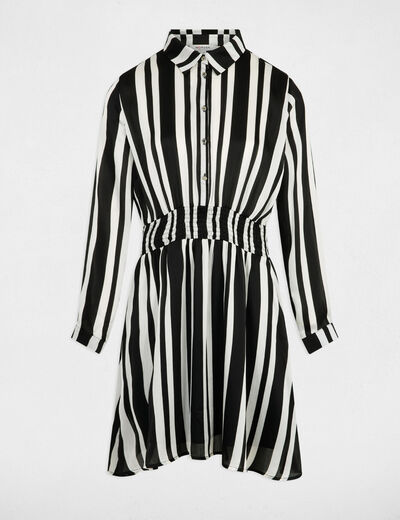 Robe droite rayée asymétrique multicolore femme
