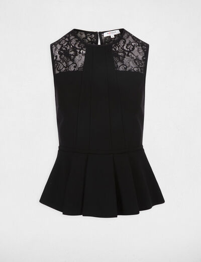 D&eacute;bardeur bretelles larges &agrave; dentelle noir femme