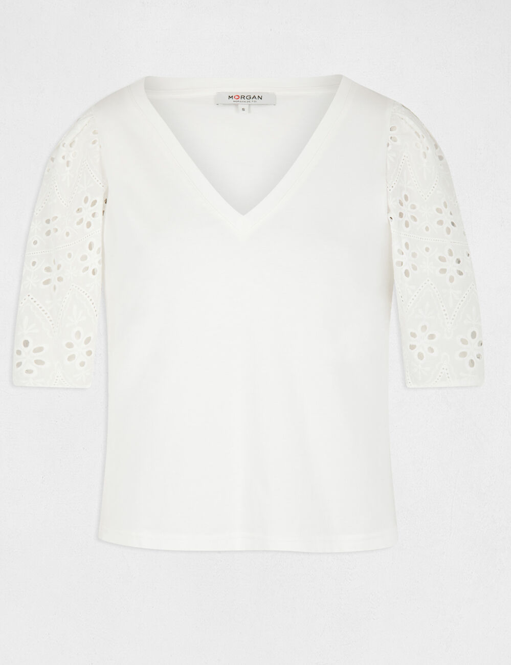 T-shirt à manches courtes ecru femme