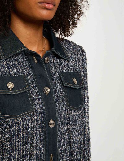 Veste courte tweed multicolore femme