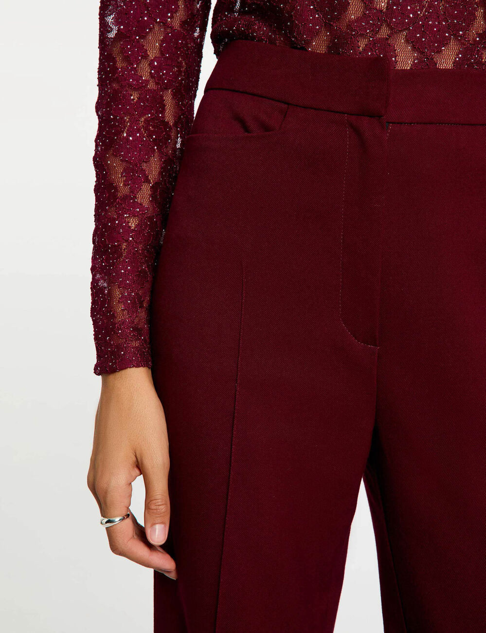 Pantalon bootcut bordeaux femme