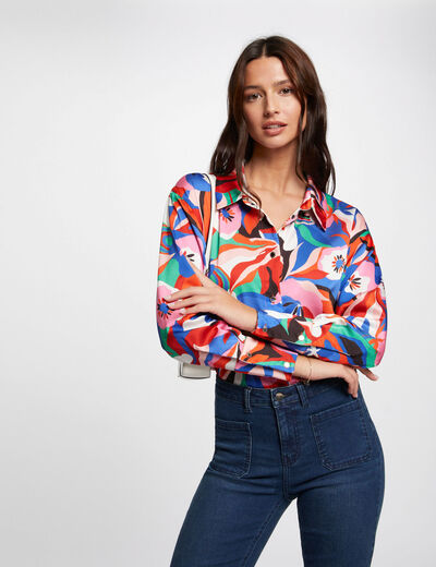 Chemise Femme Zara Imprimée équitation - Satin - Taille XS - Occasion Très Bon état