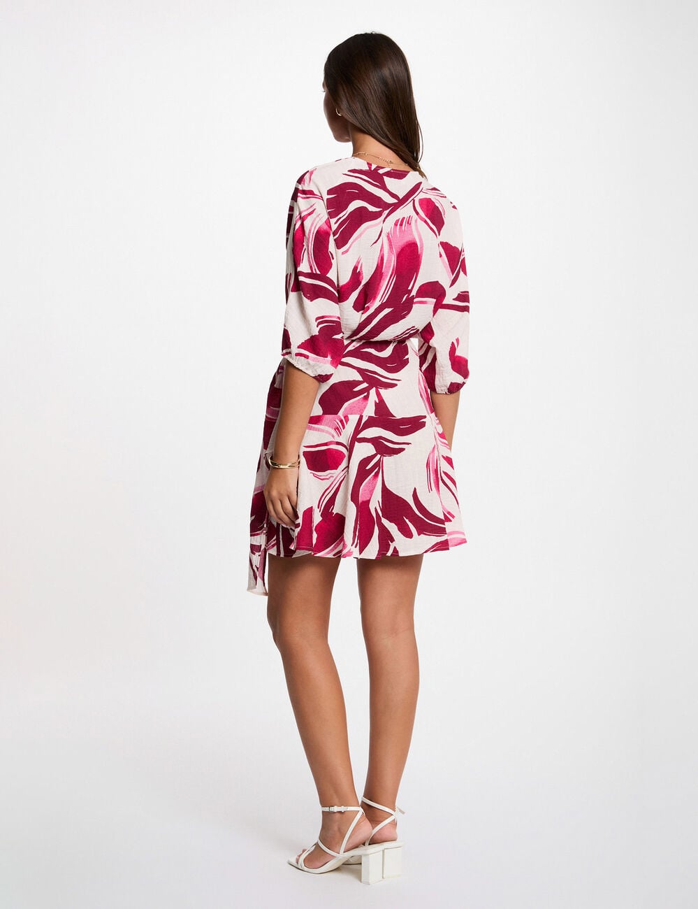 Robe pliss&eacute;e cache coeur multicolore femme