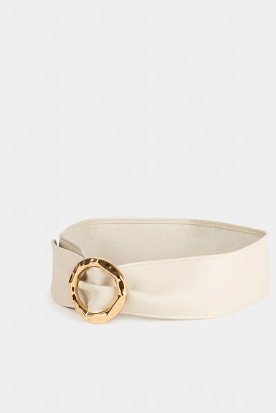 Ceintuur met ronde gesp beige vrouw