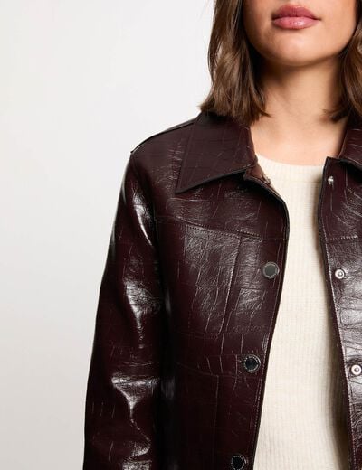 Blouson col tailleur prune femme