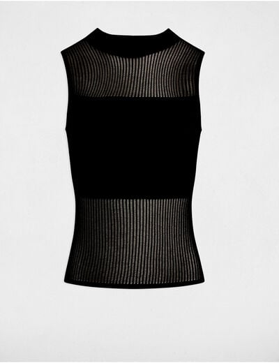 Pull sans manches noir femme