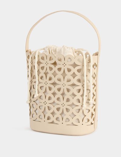 Gesneden emmer tas helder wit vrouw