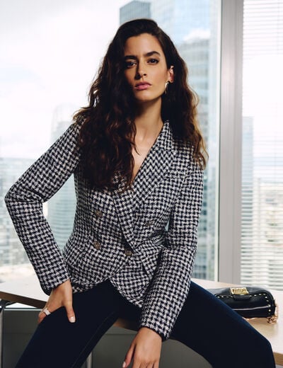 Rechte blazer met reverskraag meerkleurig vrouw