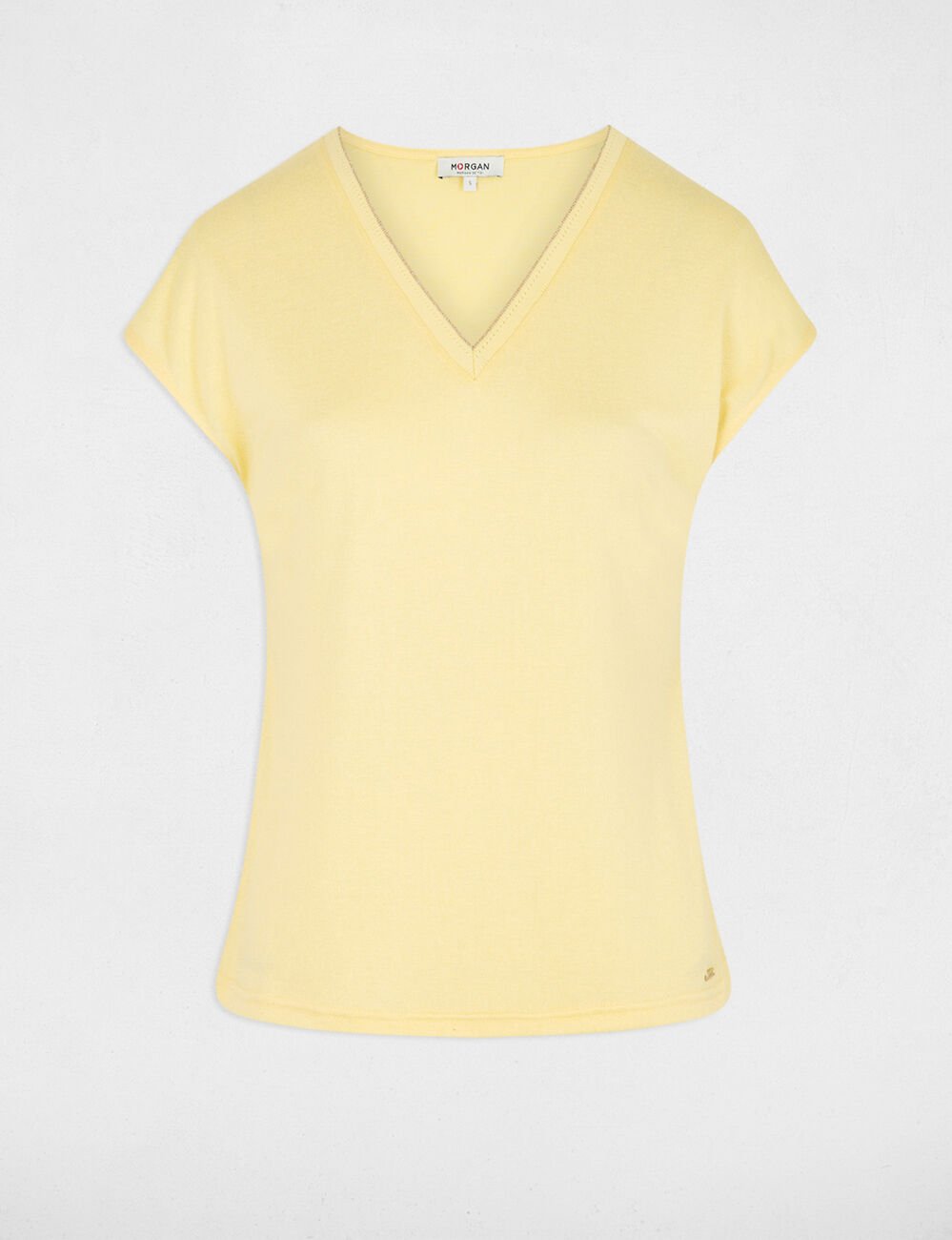 T-shirt manches courtes jaune clair femme