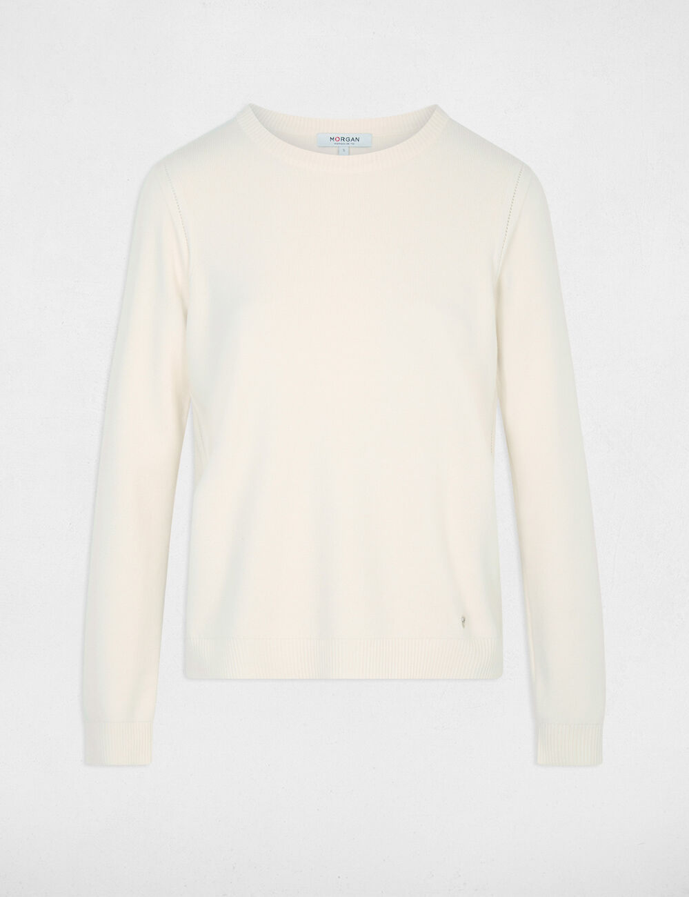 Pull maille relief ivoire femme