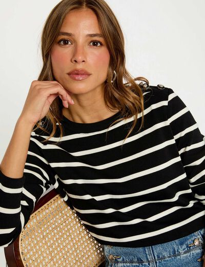 T-shirt imprimé manches longues noir femme