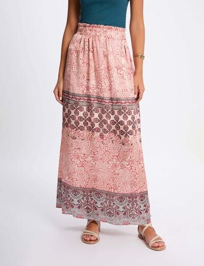 Jupe longue fluide multicolore femme