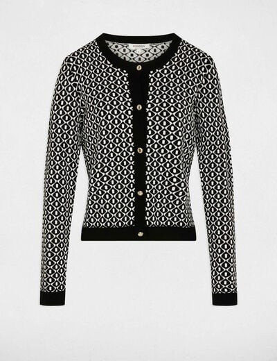 Gilet court jacquard noir femme
