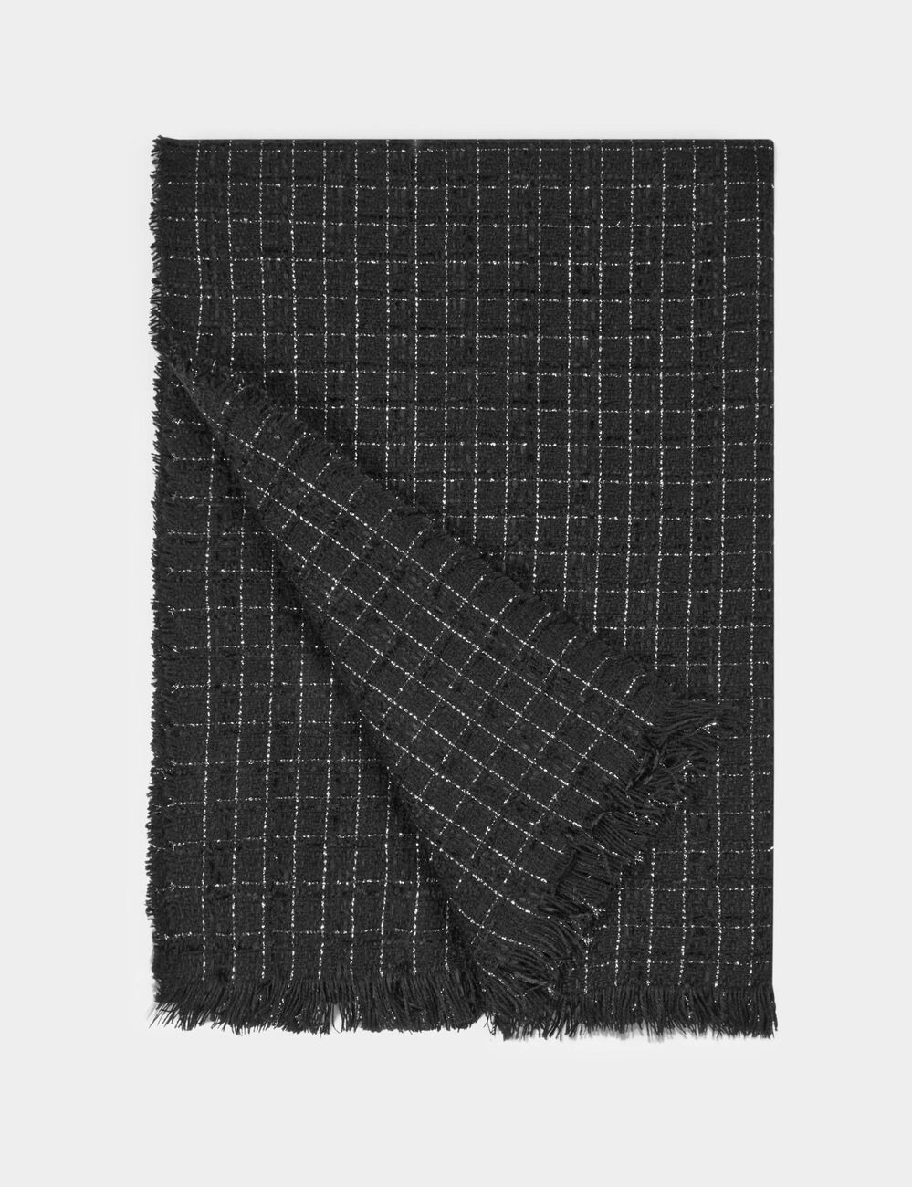 Écharpe tweed noir femme