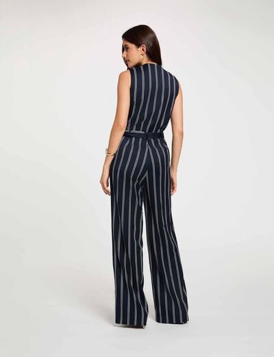 Combinaison sans manches col v bleu marine femme