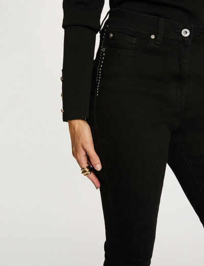 Jean slim clouté noir femme
