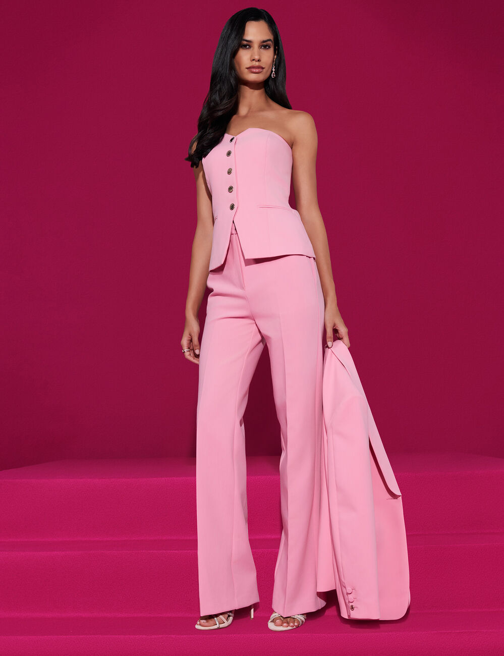 Bustier cintr&eacute; sans manches rose clair femme