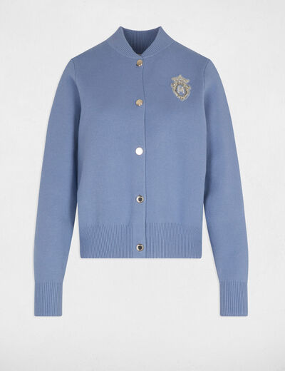 Pull col teddy bleu femme