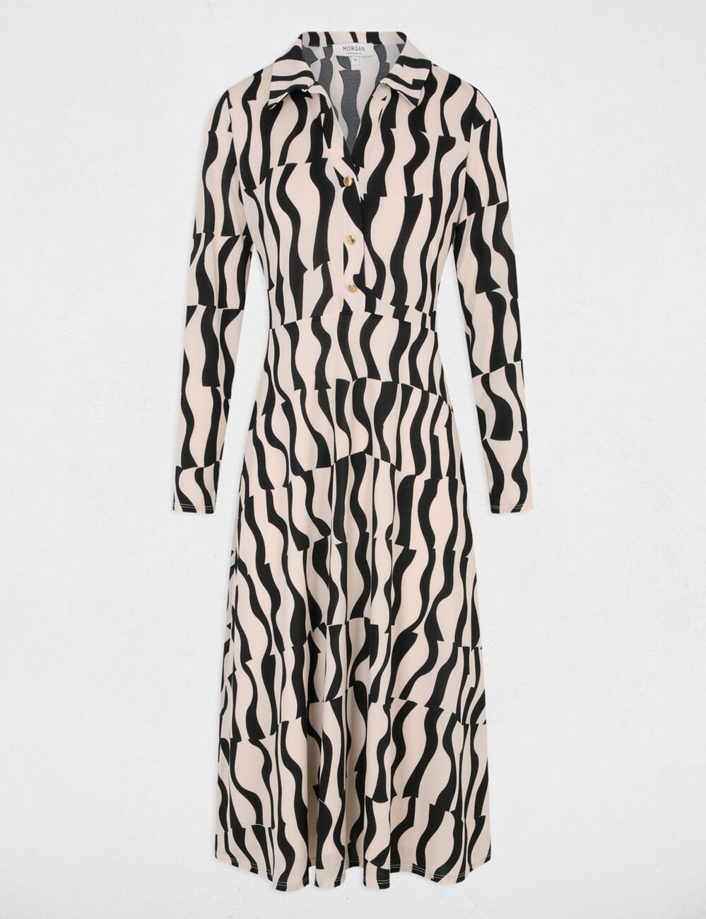 Robe midi droite imprim&eacute;e multicolore femme