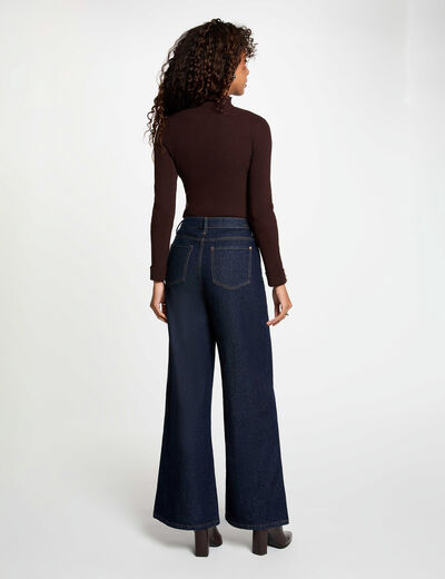 Pull col montant marron fonc&eacute; femme