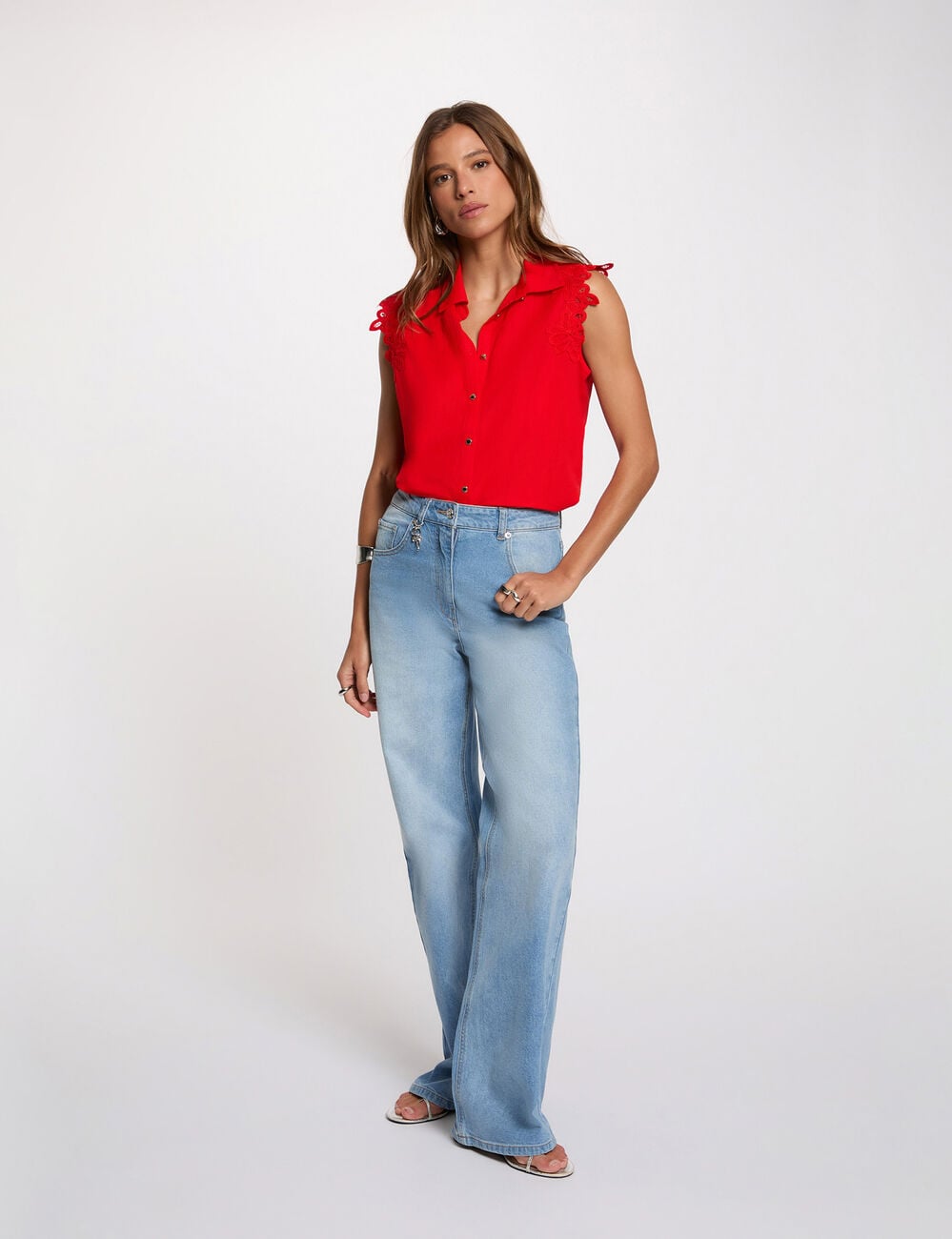 Chemise sans manches rouge vif femme