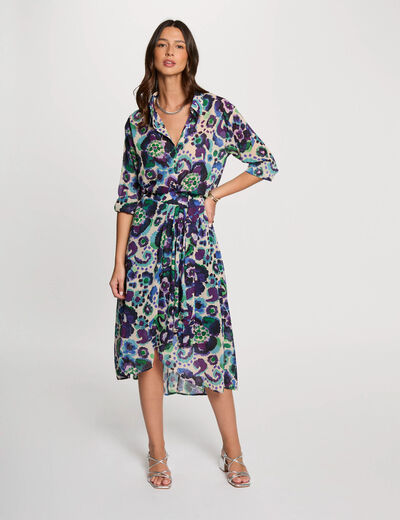 Chemise droite imprimée multicolore femme