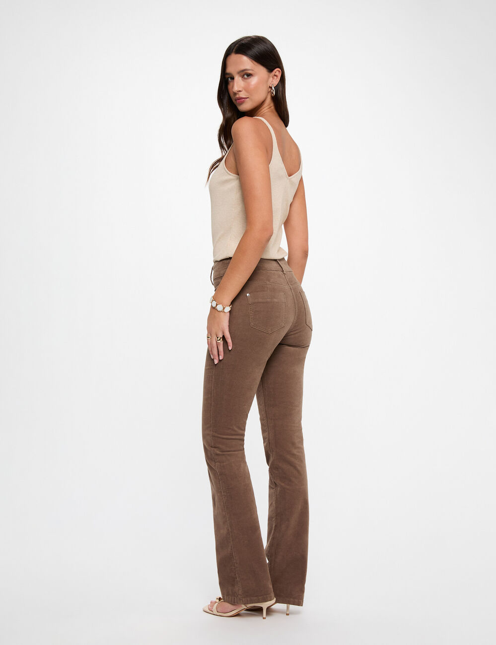Broek van corduroy brons vrouw