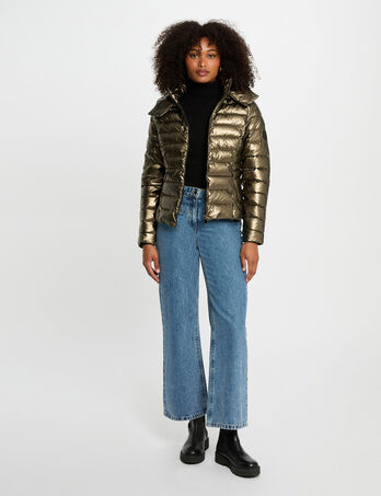 Metallic jack met capuchon kleur bronze vrouw