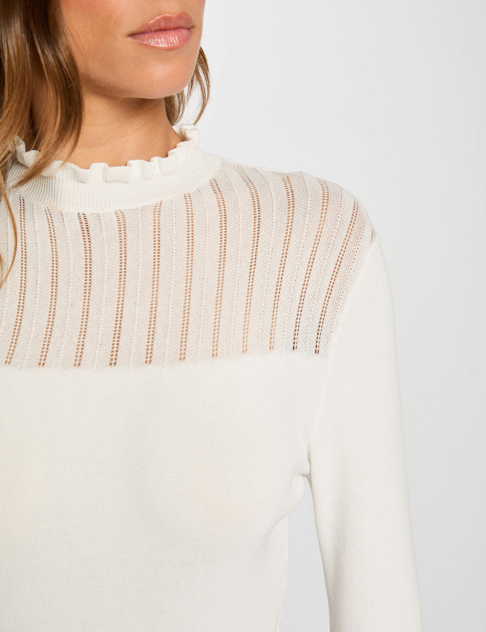 Pull col montant blanc femme