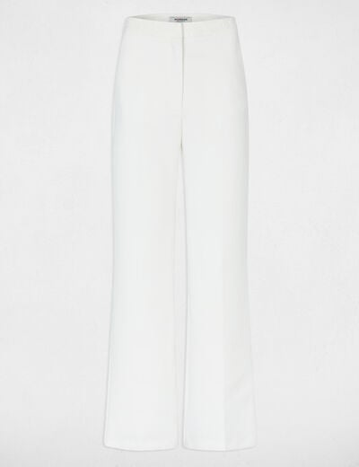 Pantalon large taille haute blanc femme