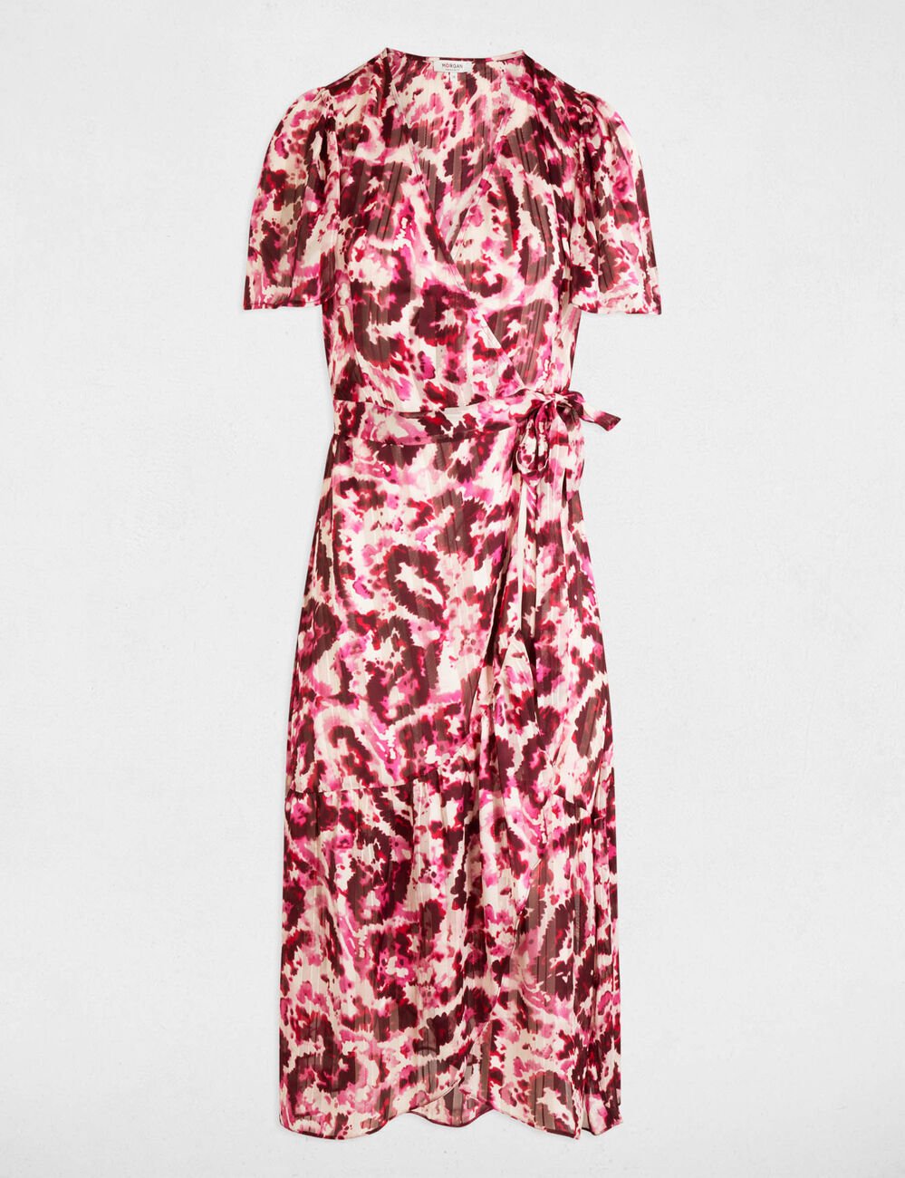 Robe midi portefeuille multicolore femme